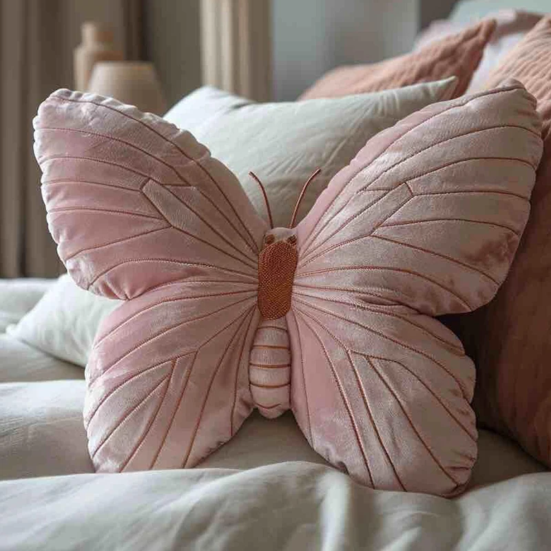 Pink Cute Butterfly Pillow Girl Bedroom Sofa Bed Throw Pillow Toy Pink Cushion Home Decoration Creative Gift Ornament