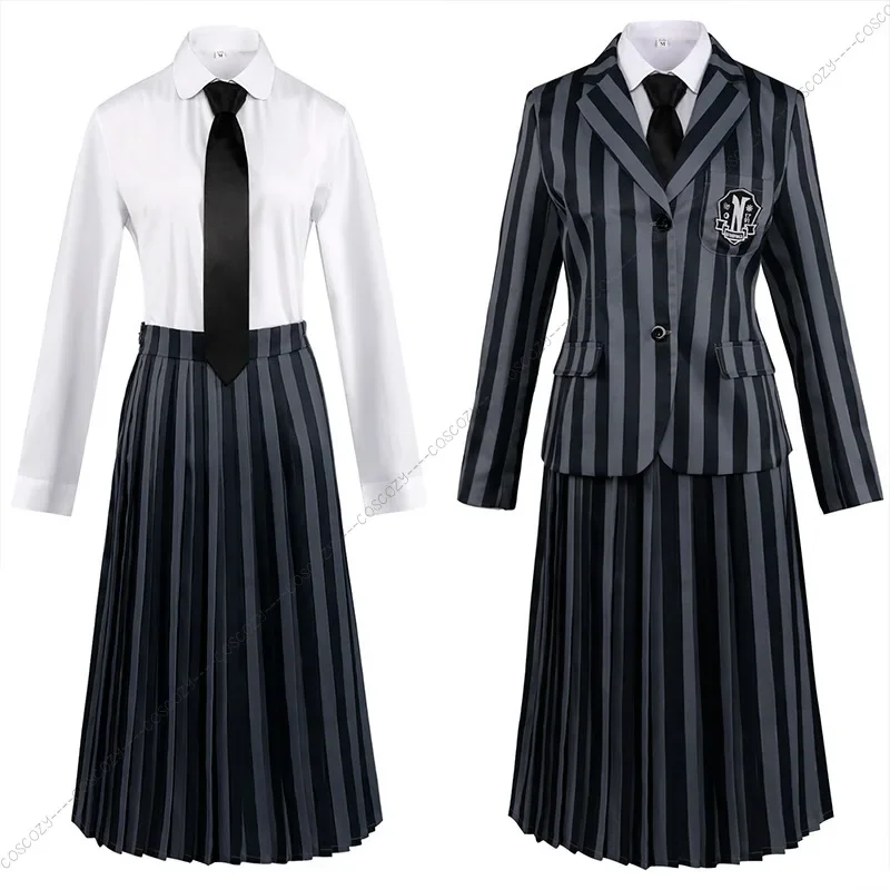 Mittwoch Addams Family Cosplay Kostüm Kleid Mädchen Erwachsene Film Mittwoch Cosplay Kostüme Schwarz Gothic Familie Party Kostüm