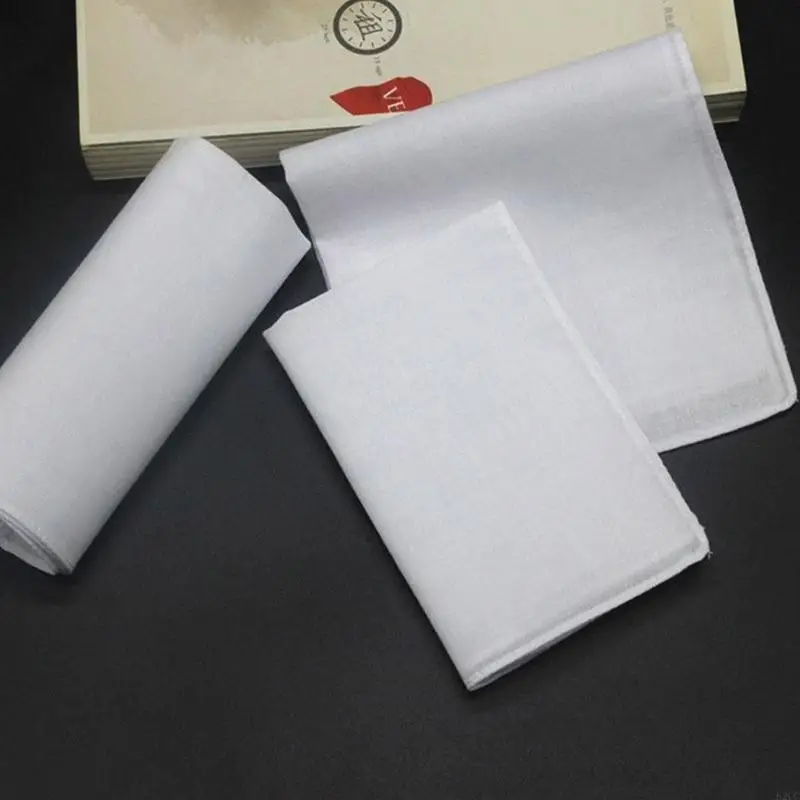 62CC Lightweight White Handkerchiefs Cotton Square Hankie Washable Chest Towel Pocket Handkerchiefs for Adult Wedding Party