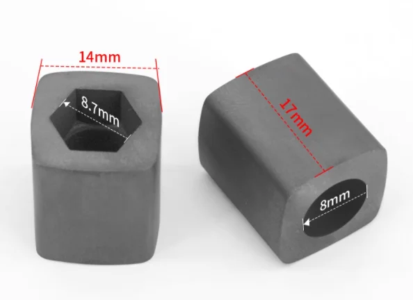 5pcs Carbide,14*14*17mm,one side circle hole 8mm another side hexagon,conducting rod,Conductivity piece apply for WEDM Machine