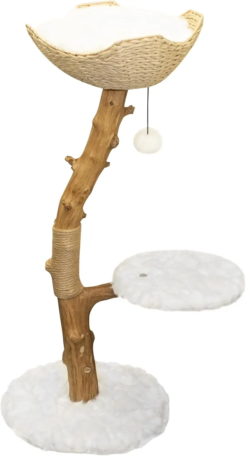 Arbre à Chat de Luxe, Tour en Bois de Poire avec Poteau à Gratter pour Chats d'Nik( CATFP2)