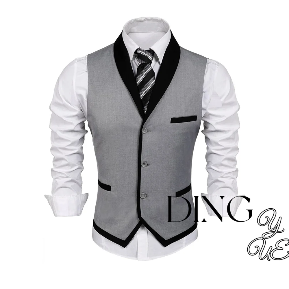 Men's Suit Vest Season Fashion Wedding Single-breasted Vest Business Dress Vest Waistcoat for Men