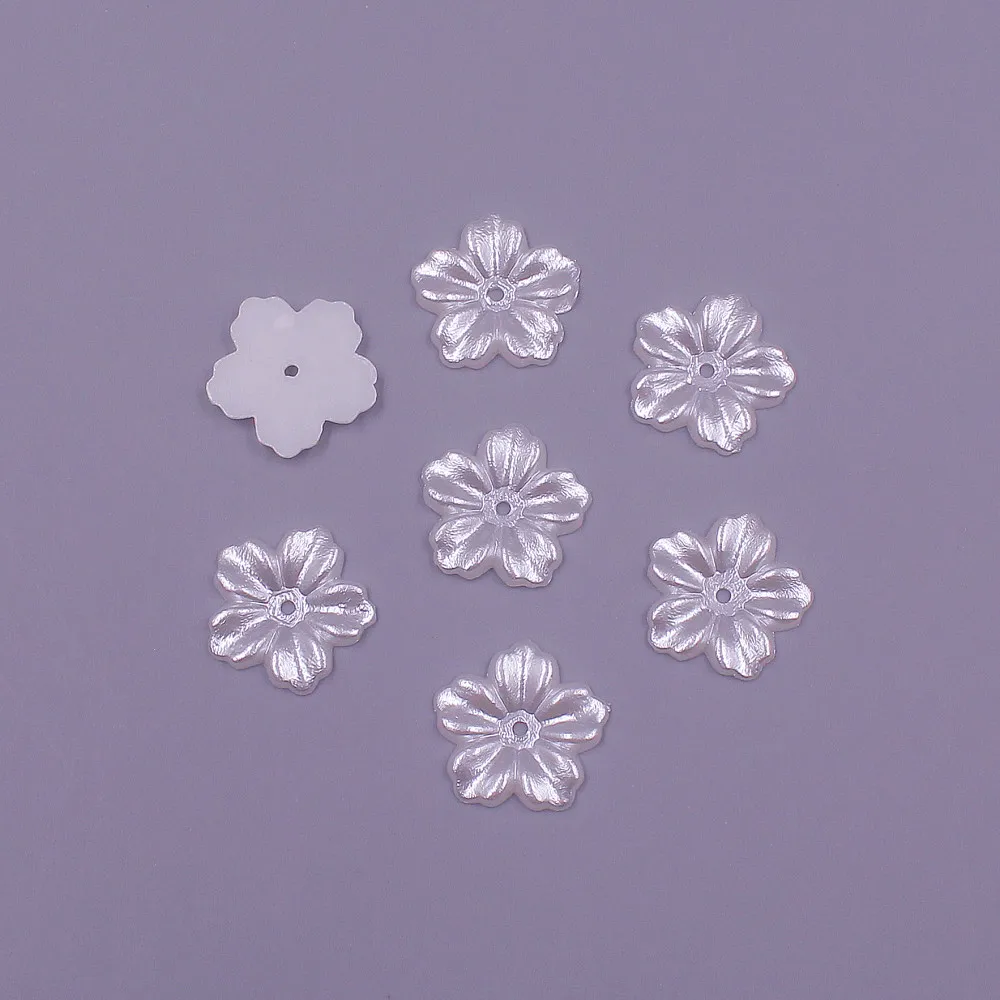 13MM 100pcs forma di fiore branelli allentati ABS imitazione mezza rotonda perla perline Flatback gioielli fai da te Scrapbook decorazione