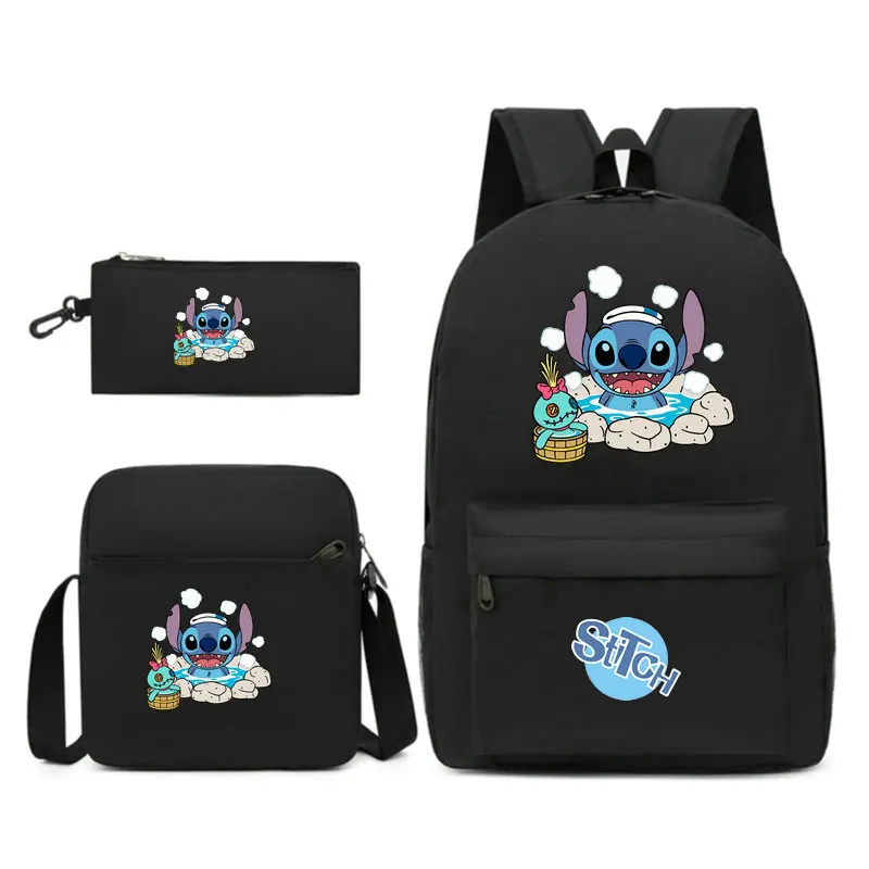 Sacs d'école de dessin animé CAN o and Stitch pour enfants, sac à dos léger pour étudiants, sac de voyage pour enfants, sac initié, 3 pièces