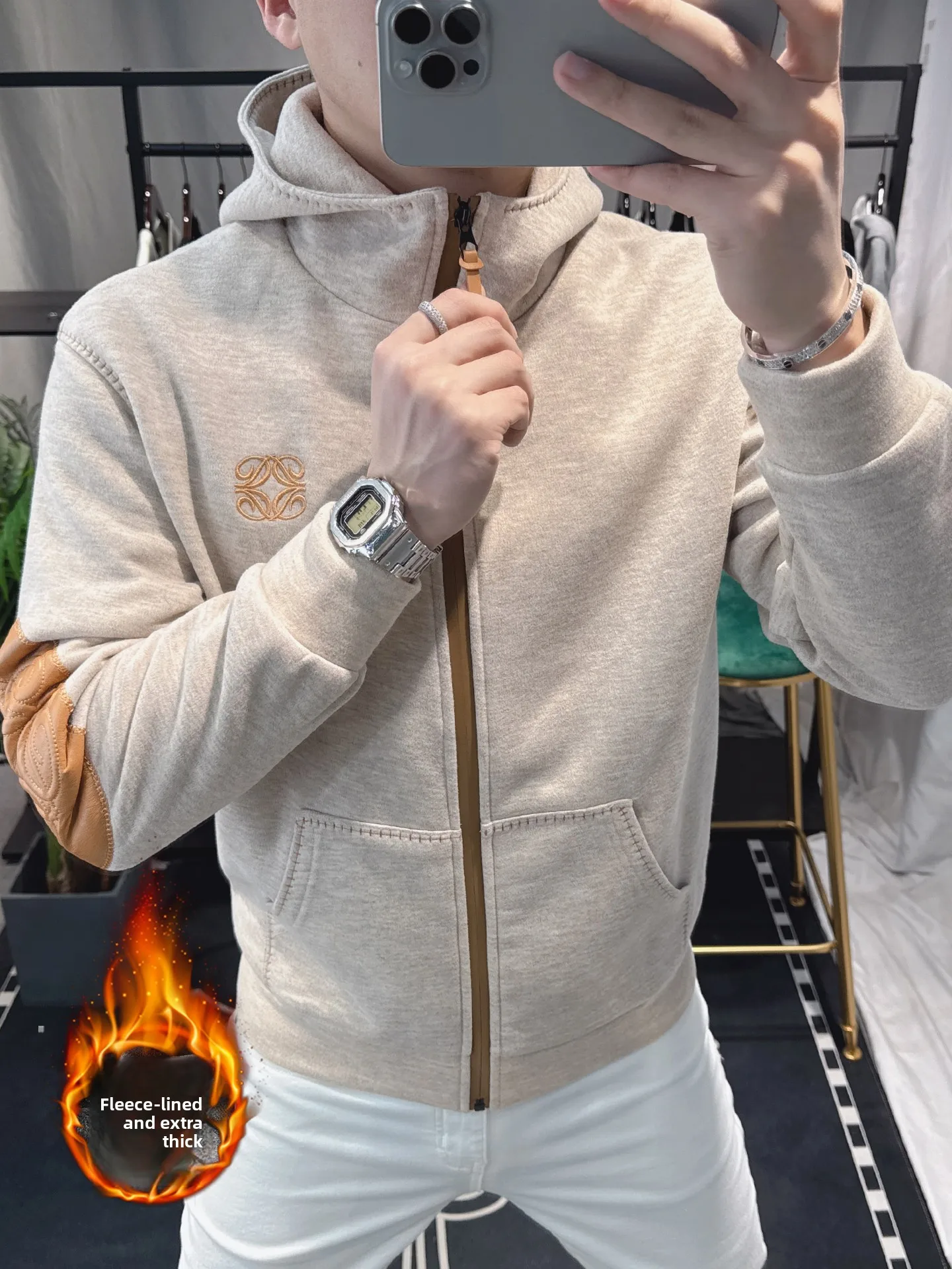 

Men's Hooded Sweatirt Thiened Fce Casual Outerwear Spring Autumn Winter New Faion Brand Comfortable Long Sve Zipper