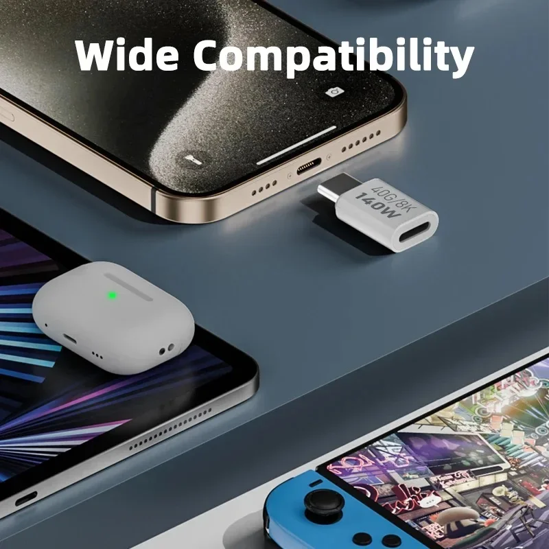 PD140W USB4.0 Type C to USB C Fast Charging Adapter Converter 40Gbps Data Sync Connector 8K@60Hz USB C OTG Adapter for MacBook