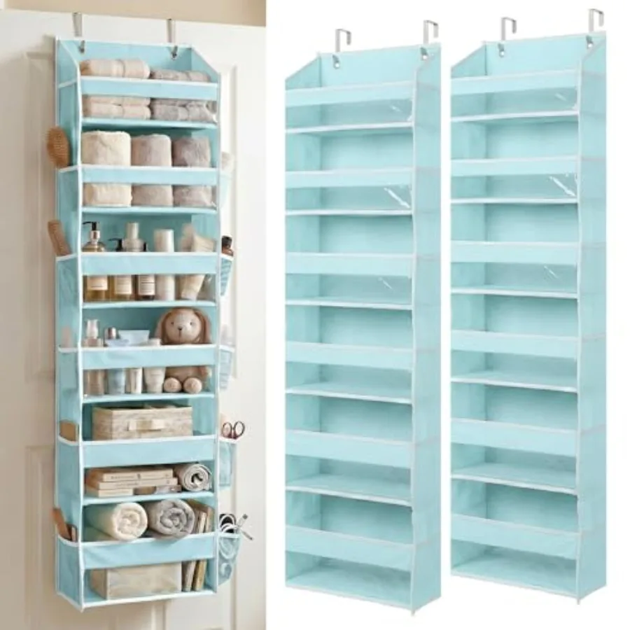 

UPGRADED 6 Tiers Over The Door Organizer Hanging - 100D EXTRA THICK and 50lbs HUGE CAPACITY, 12 Side Mesh Pockets Over The Door
