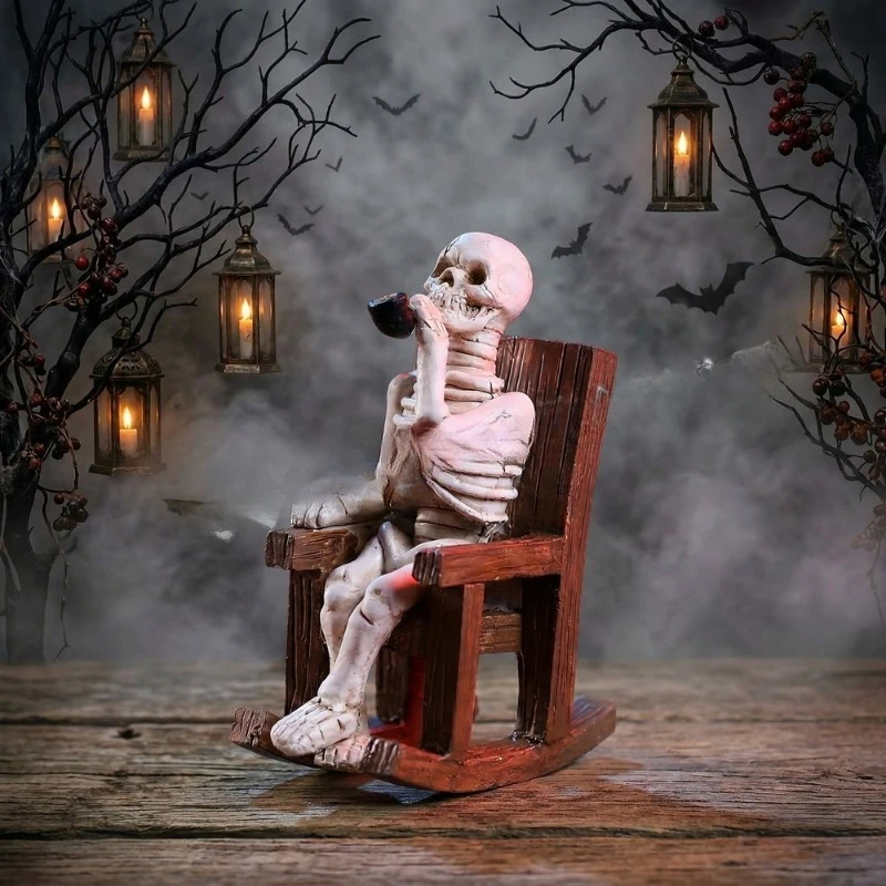 Skeleton Couple Chair,Halloween Decoration,Gothic Garden Decoration,Rocking Chair,Skeleton Elderly Bar,Haunted House Secret Room