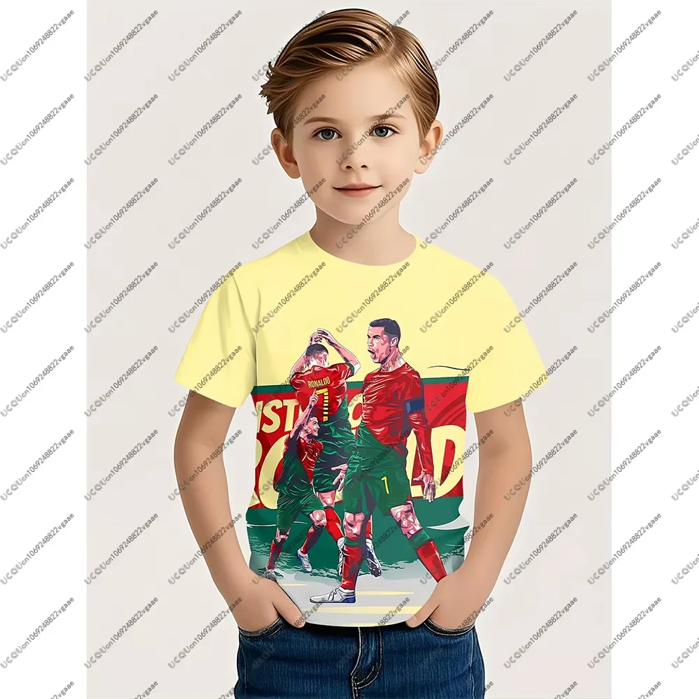 كرة القدم جيرسي المحملة الرجال طفل هدية الذكور لكرة القدم لهب عارضة الأولاد رياضية تي شيرت أعلى رونالدو 7 حزب البرتغال تنفس أعلى #4
