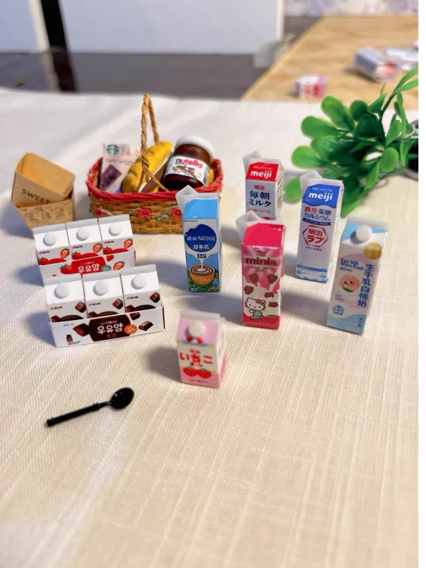 Doll House Miniature Kitchen Salad Dressing Tomato Bolognese Bean Curd Model Mini Snack Milk Black Tea Chocolate Diy Accessories