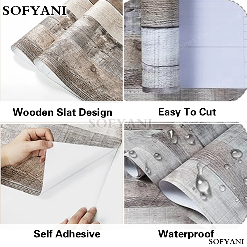 الخشب الطبيعي الرمادي الداكن الخشب ورق الاتصال الرجعية ذاتية اللصق الخشب خلفية تقشير خلفية المنزل DIY بها بنفسك ديكور المطبخ #3