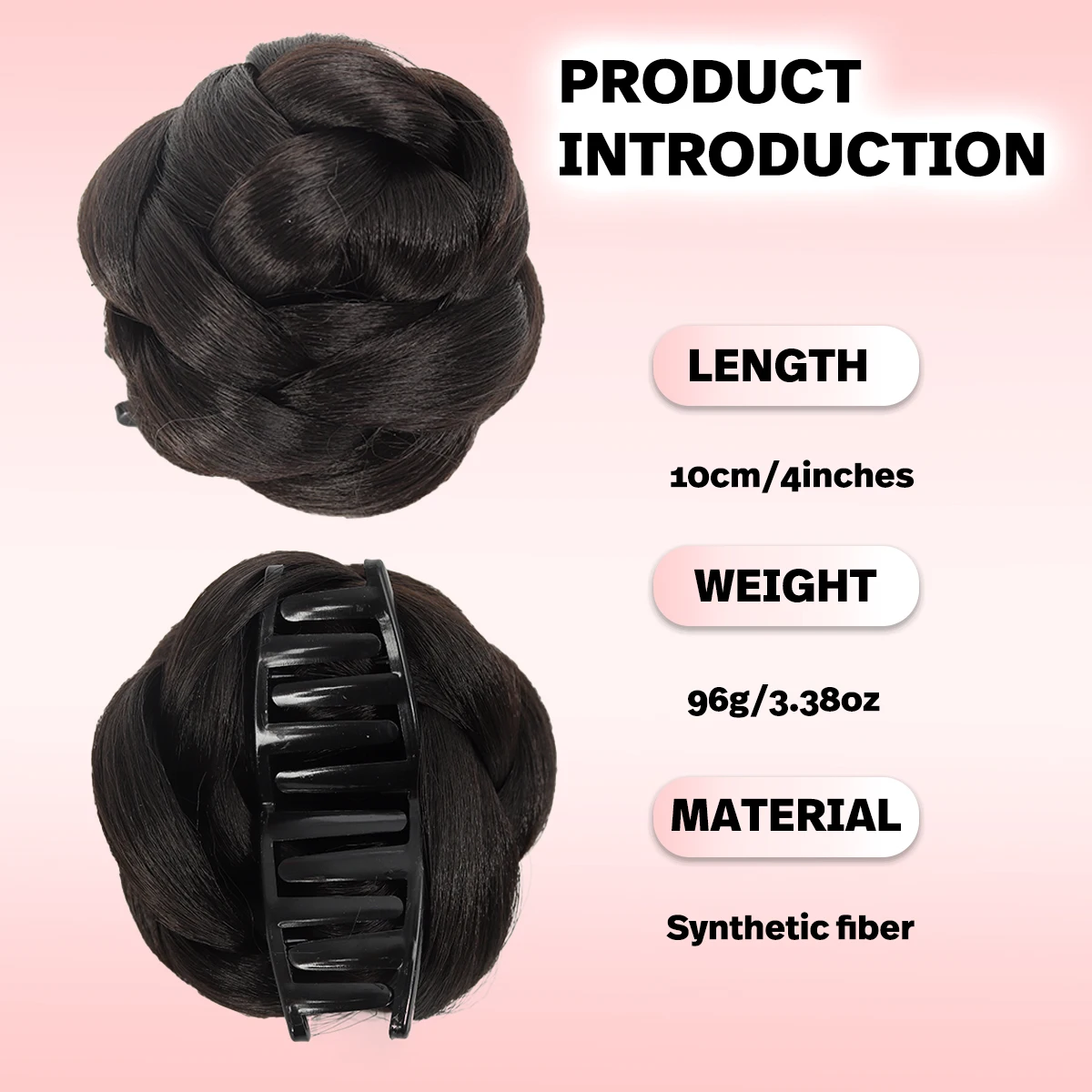 Klip ambil sintetis kuncup rambut malas wig sanggul rambut wanita ikat rendah kepala bola sanggul rambut tahan panas berwarna coklat dan hitam