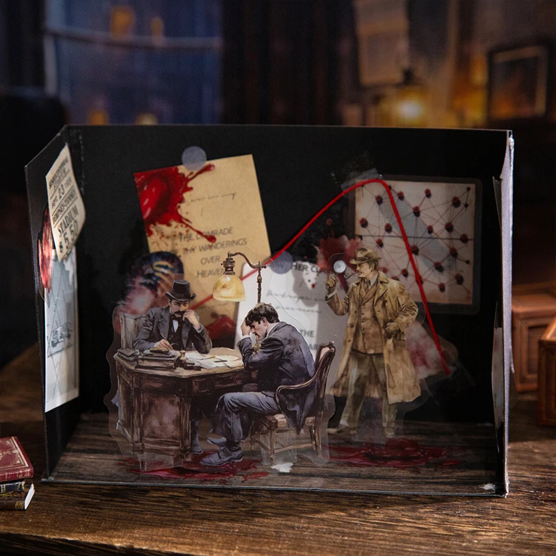 بطاقة عاشق 15 قطعة [سلسلة مجلة شيرلوك هولمز] أنماط مفصلة للمحقق شهم ملصقات ديكور لسكرابوكينغ