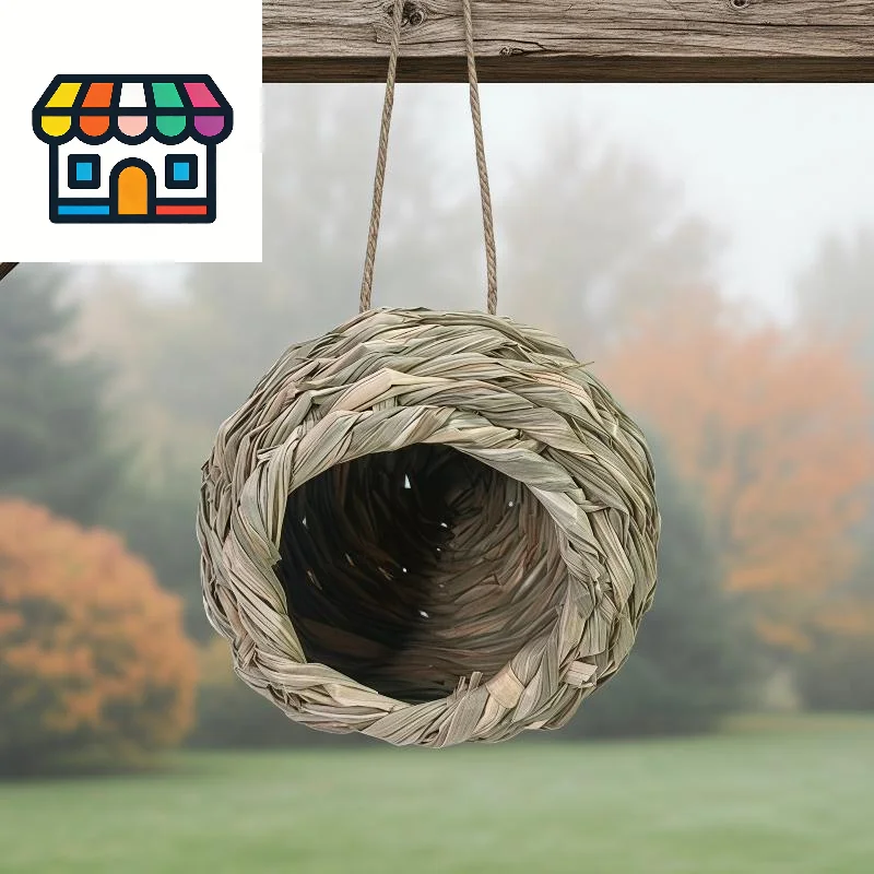 Eco-friendly Woven Bird Nest Hanging Birdhouse Durable Parrot Hideout Shelter Weatherproof for Outdoor Garden Patio Decor