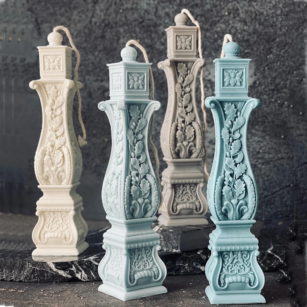 16-31cm Square Roman pillar candle silicone mold relief carving pattern Roman pillar candle mold Roman pillar gypsum resin mold