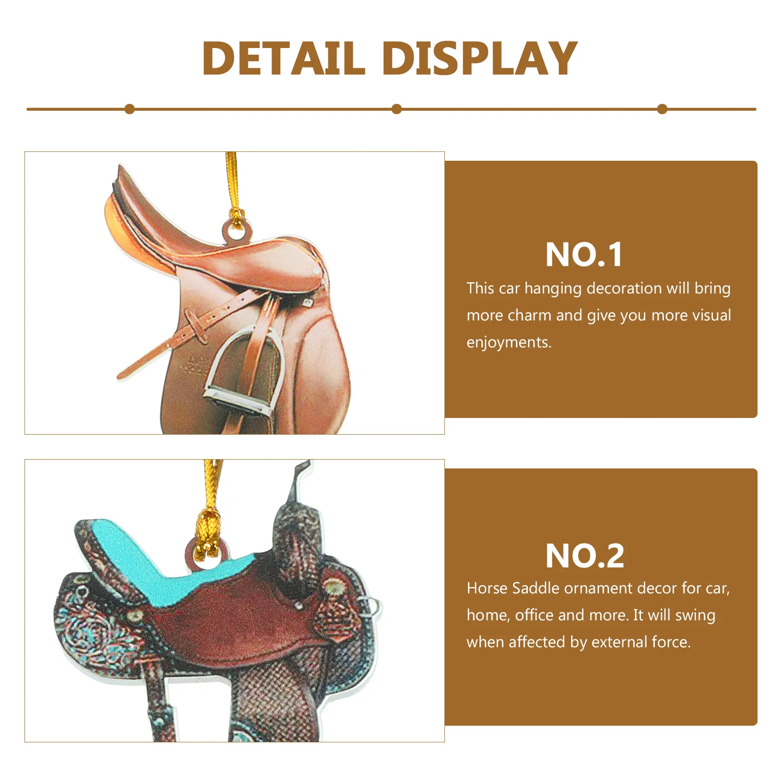 

2Pcs Acrylic Horse Saddle Pendant Car Mirror Hanging Ornament Western Style Car Interior Decoration Rear View Mirror Accessories
