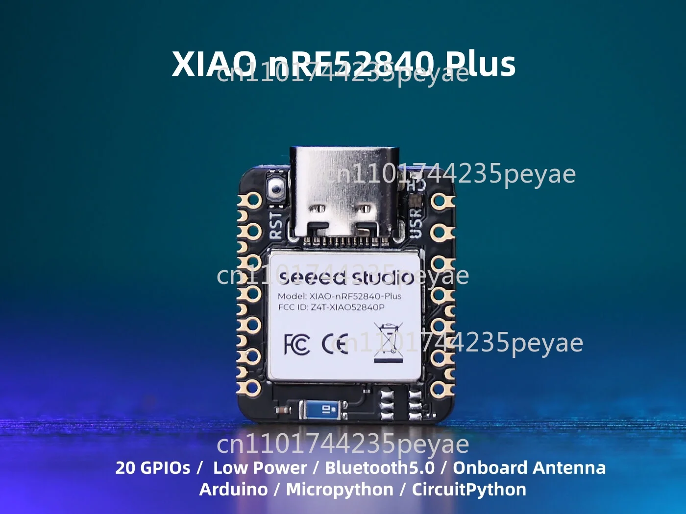 Seeed Studio XIAO nRF52840 Plus - XIAO nRF52840 Sense Plus - 20 GPIOs, Arduino/MicroPython/CircuitPython