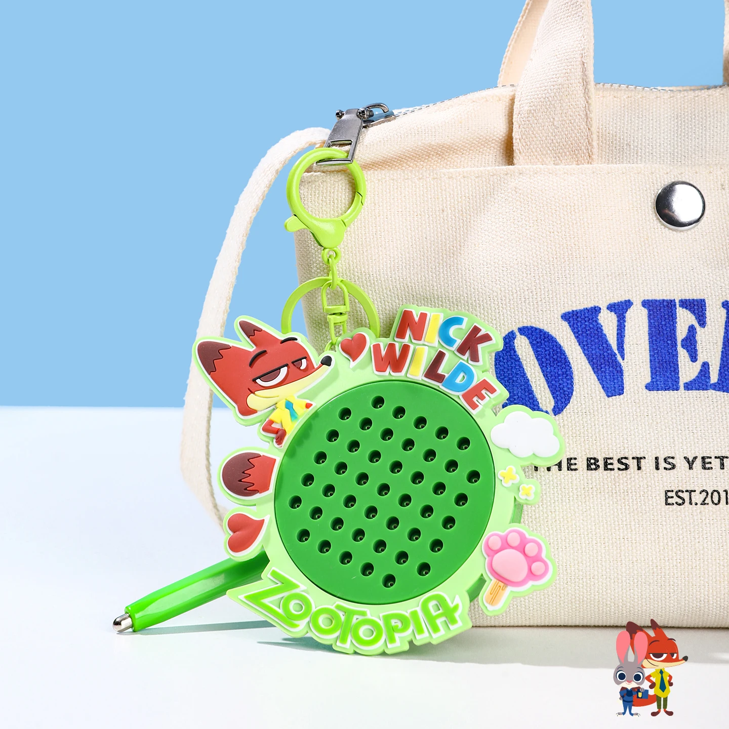 Gantungan kunci kartun Disney Zootopia Judy Nick, papan gambar bola baja magnetik, gantungan kunci mobil liontin ransel yang indah dan lucu