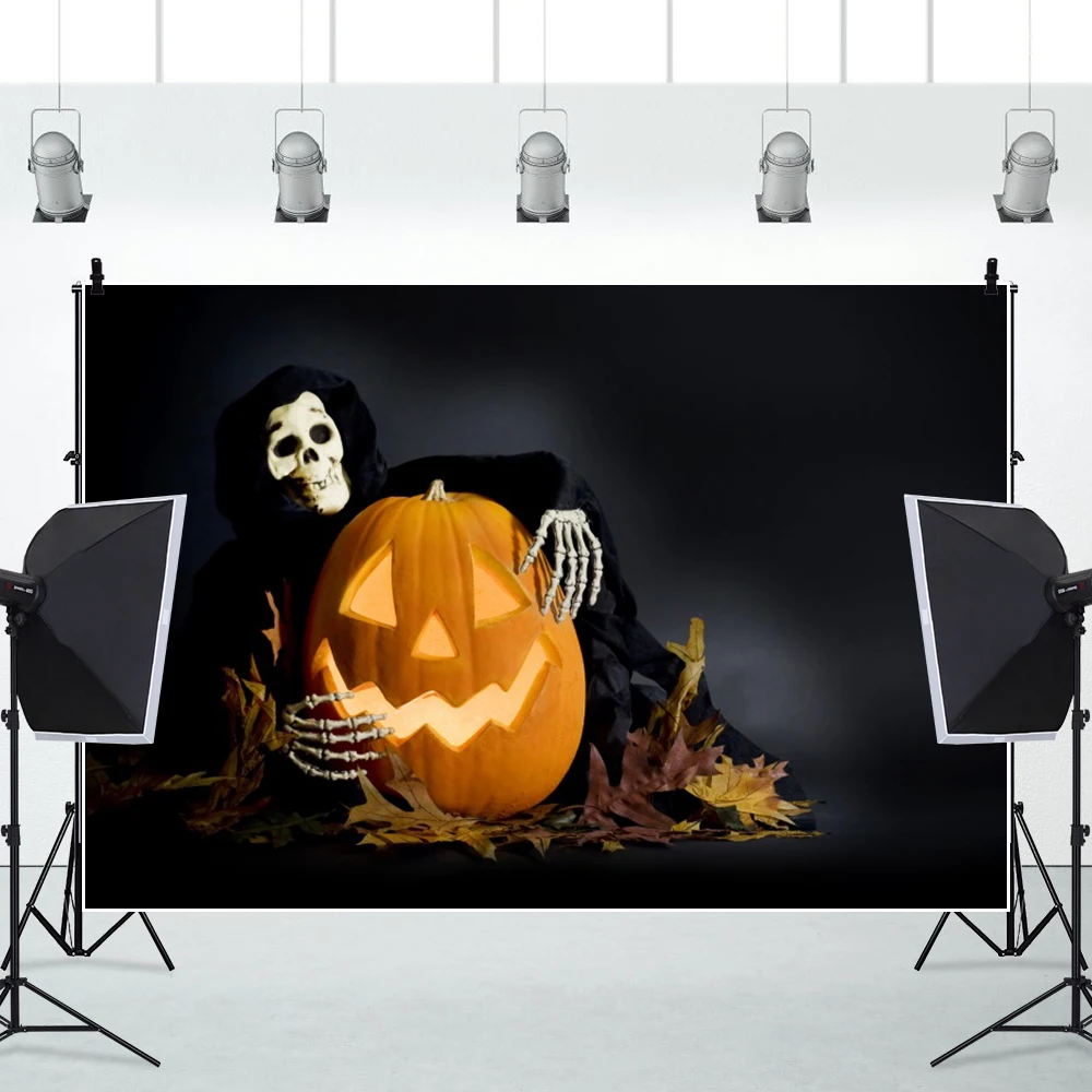 هالوين خلفية كابوس قبل هالوين الإرهاب الجمجمة رؤساء الهيكل العظمي اليقطين فانوس التصوير الخلفيات استوديو الصور #5