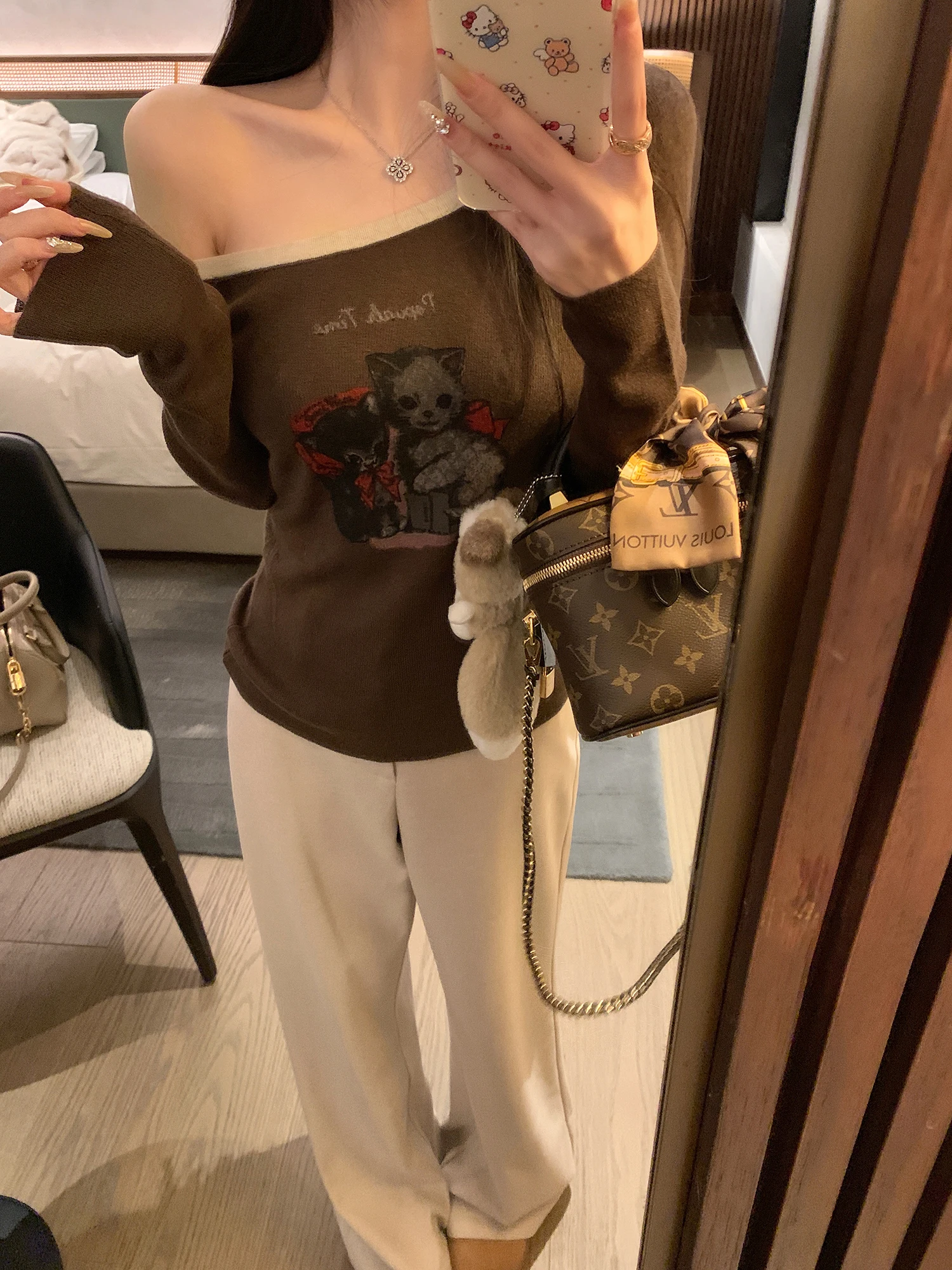 

Трикотажная футболка NAYA CHAN с принтом и асимметричным вырезом на плече, с длинным рукавом, облегающая, с утягивающим эффектом на талии, повседневная, из полиэфирного волокна