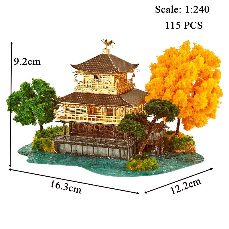 لتقوم بها بنفسك ثلاثية الأبعاد لغز معدني جناح ذهبي كوخ نموذج مصغر أطقم العمارة اليابانية بازل قطع لهدايا عيد ميلاد الأصدقاء