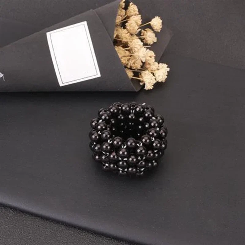 Fashionable Pearl Beaded Hair Ties Beautiful Pearl Elastic Hairbands Handmade Headwear Woman Hair Accessories