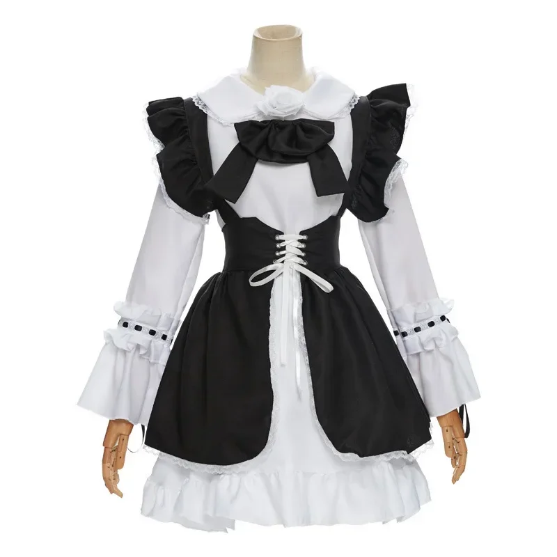 Robe Gothique Noire en Dentelle pour Femme, Tenue Cosplay Mignonne à Manches sulf, Costume d'Halloween, Grande Taille