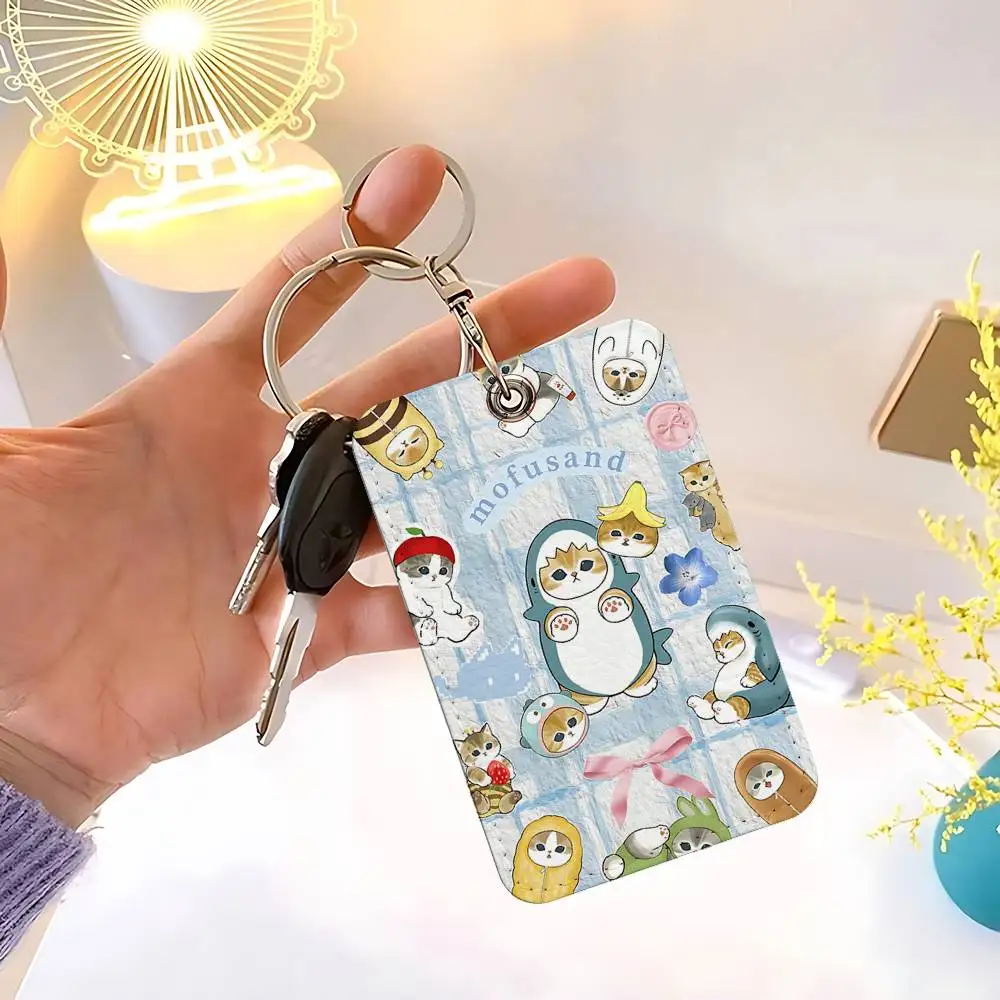 Cat M-Mofusand Cute Sign Rectangle Keychain Card Holder, Badge Credit Card Holder, Student ID Card Holder, Bus Cards Cover
