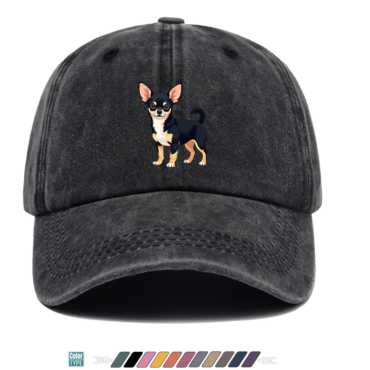 1 Stück Baseballkappe mit Chihuahua-Aufdruck, geeignet für Männer und Frauen, verstellbare Entenschnabelmütze mit Chihuahua-Hundemuster, leicht und atmungsaktiv