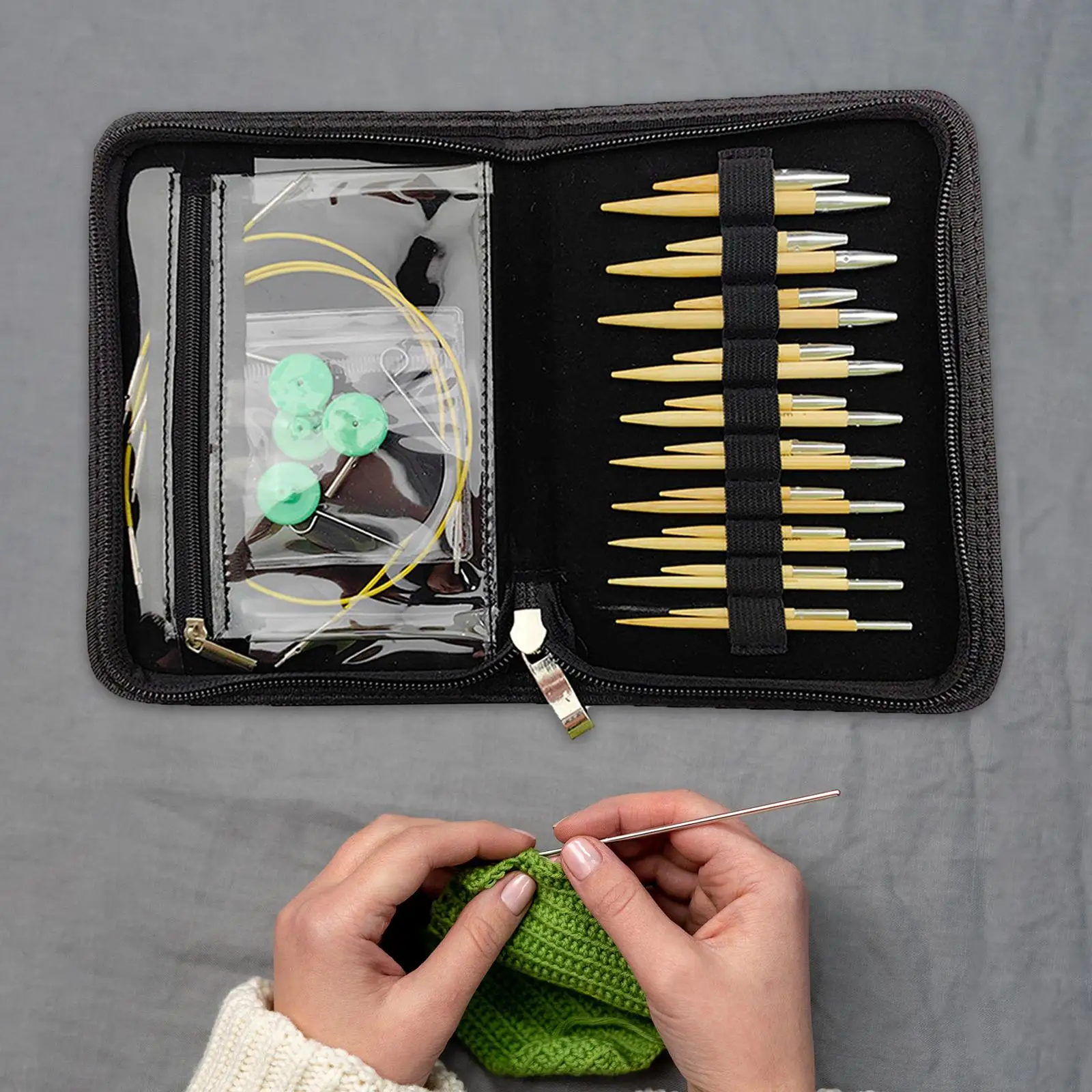 

Circular Knitting Set with Bag Simple to Use Multifunction 1 Pack Durable 10 Size for Socks Blanket Beginners Home Scarf