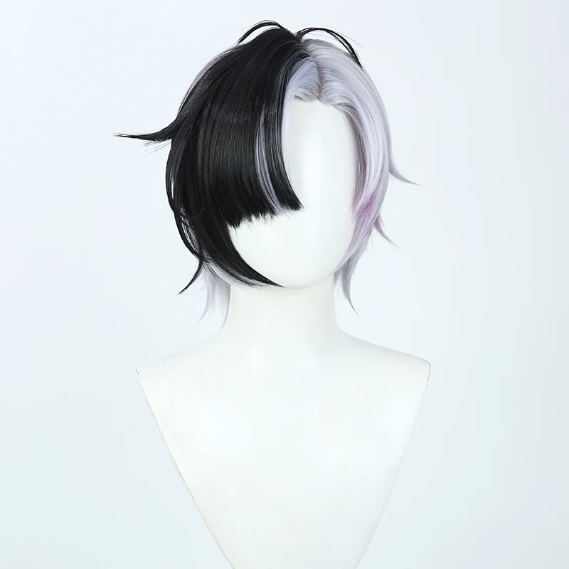 Rin Penrose Cosplay Wig E-Sekai Black Purple Mixed Short Synthetic Hair Heat Resistant Halloween Carnival Role Play Party