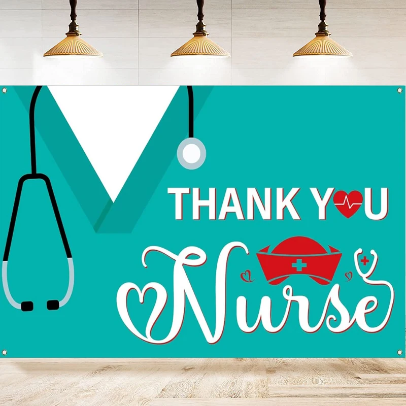 

Thank You Nurses Photo Booth Photography Backdrop May Nurse Appreciation Week Party Decor Hospital Background Wall Poster Banne