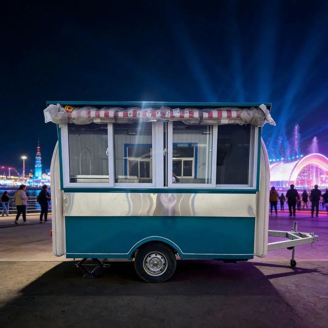 

Durable Fiberglass Food Truck Trailer Mobile Kitchen Outdoor Snack Beverage Business Catering Van Truck Trailer