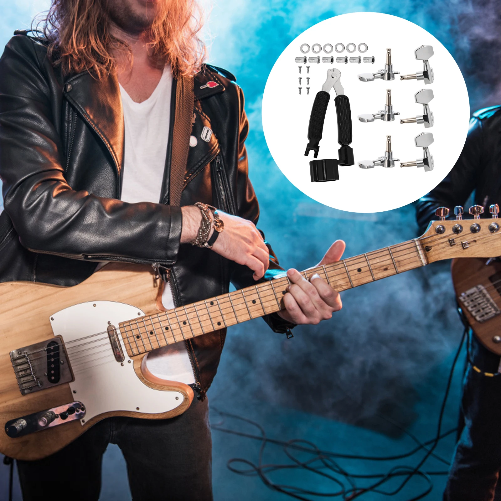 

6pcs Alloy Guitar Tuning Pegs Retro Style Acoustic String Machine Easy Install Tool Included Guitar Parts
