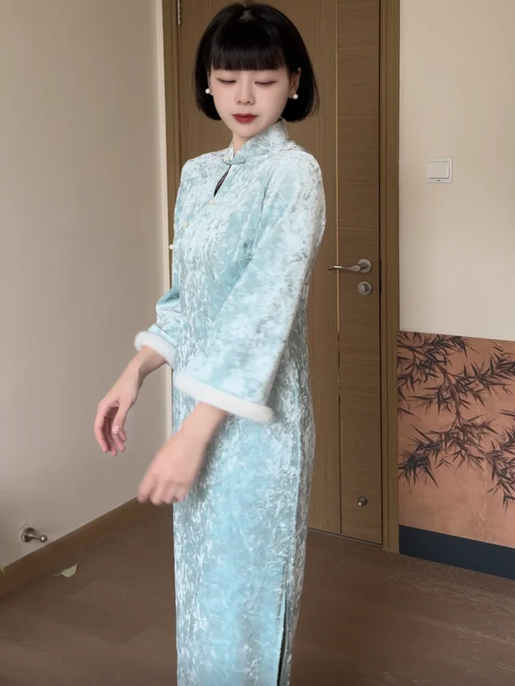 nouveau-2025-velours-chinois-sle-qipao-dr-femmes-minceur-artistique-retro-faionable-mi-long-a-manches-longues-imprime-fleuri