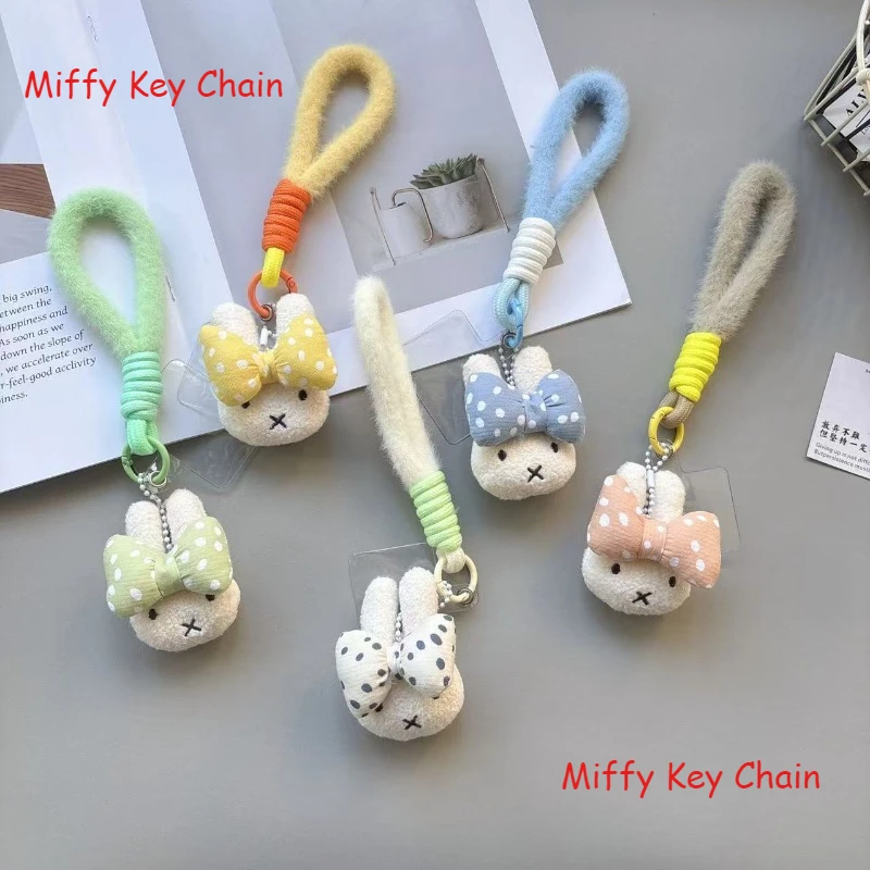 

New Kawaii Miffy Cartoon Plush Pendant Doll Cute Short Phone Rope Hanging Chain Pendant Children's Toy