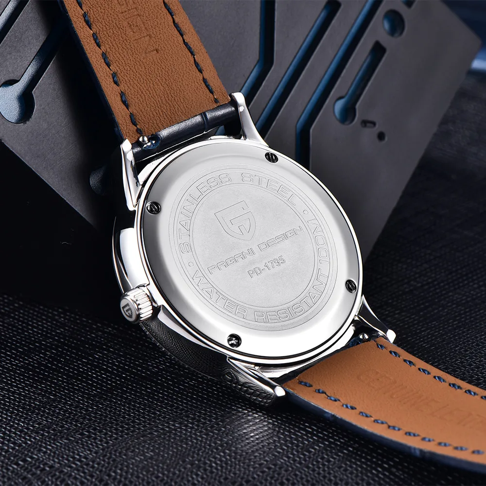 Pagani Design New Men's Watch Moon Phase Week Stainless Steel 100m Waterproof Men's Quartz Watch