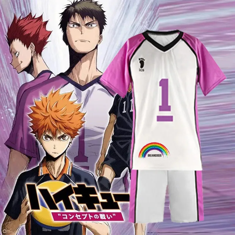 Haikyuu Temporada 3 Cosplay Jersey Shiratorizawa uniformes de la Academia Wakatoshi Ushijima Eita Semi Satori Tendo ropa deportiva conjuntos de disfraces
