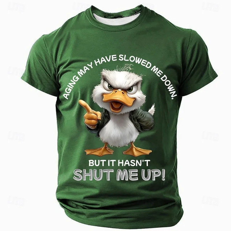 3D Printed Funny Duck T-Shirt For Men Cute Animal Pattern Tees Summer Street Short Sleeve Round Neck Tops Oversized T Shirts