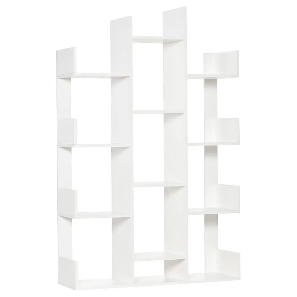 

Tree Bookshelf, Modern Freestanding Bookcase With 13 Open Shelves, Display Unit For Living Room, Study Or Office, White