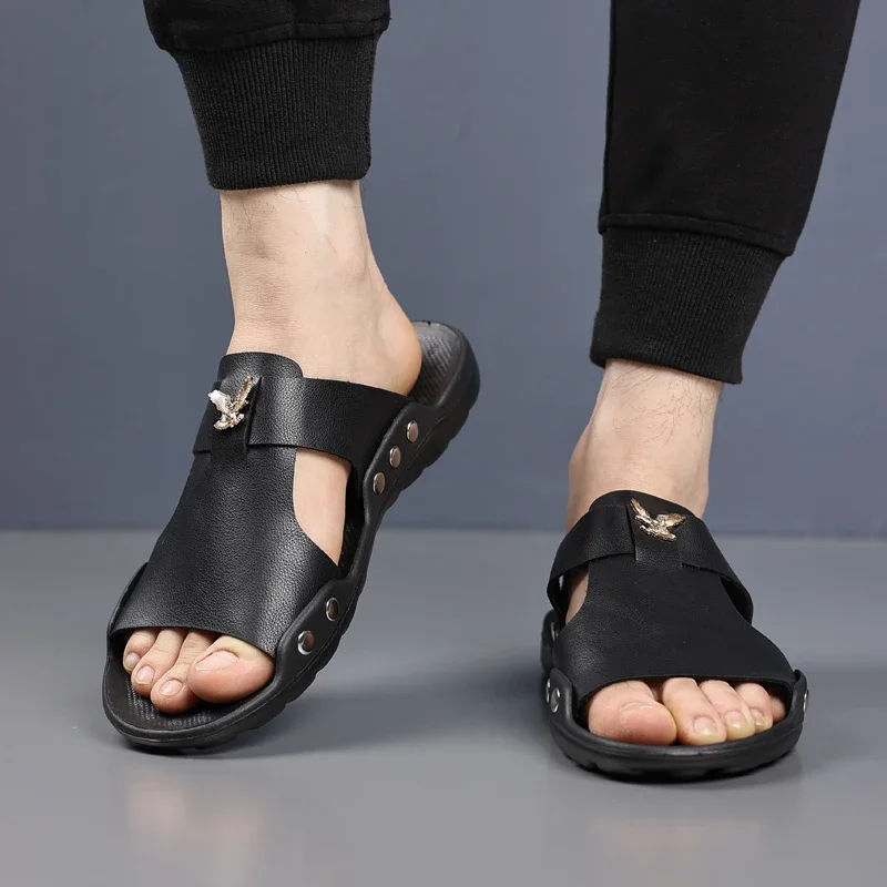 YRZL Herrenschuhe, Sommer-Hausschuhe, Herren-Innenrutschen, lässige Sandalen, leichte, atmungsaktive Strand-Hausschuhe für Herren, Sandalen – Detail 6