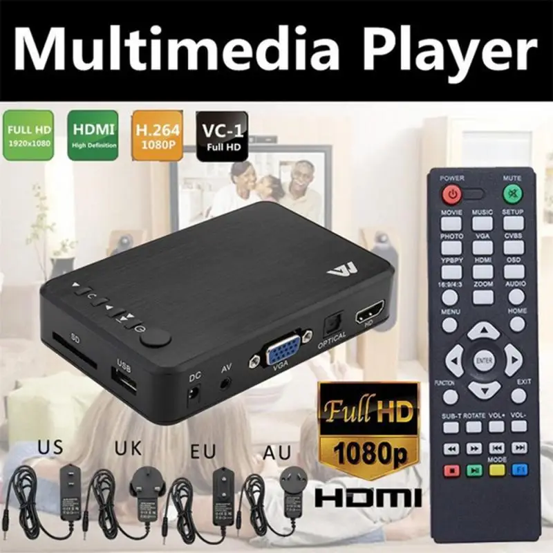 Media Player 1080P USB External Hdd Media Player With VGA SD Support MKV H.264 RMVB WMV Media Player for car HDDK6