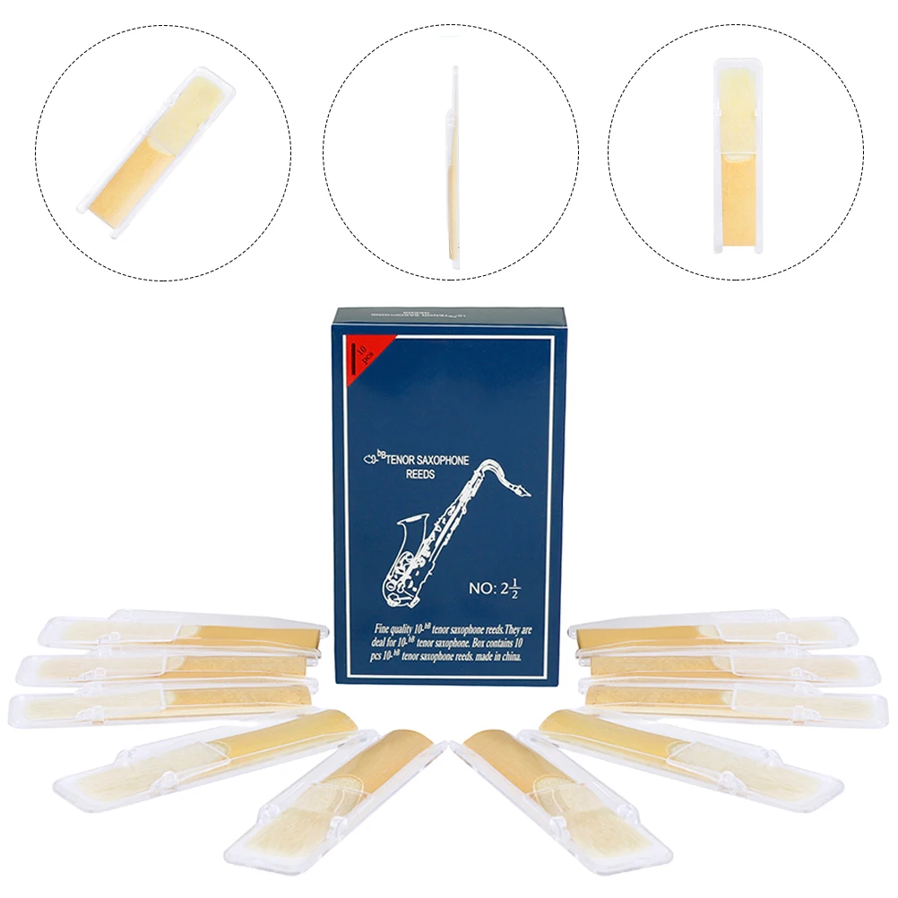

10pcs Saxophone Reeds 2.5 Premium Medium Strength Smooth Surface Durable For Alto Tenor Soprano Sax Reed Instrument