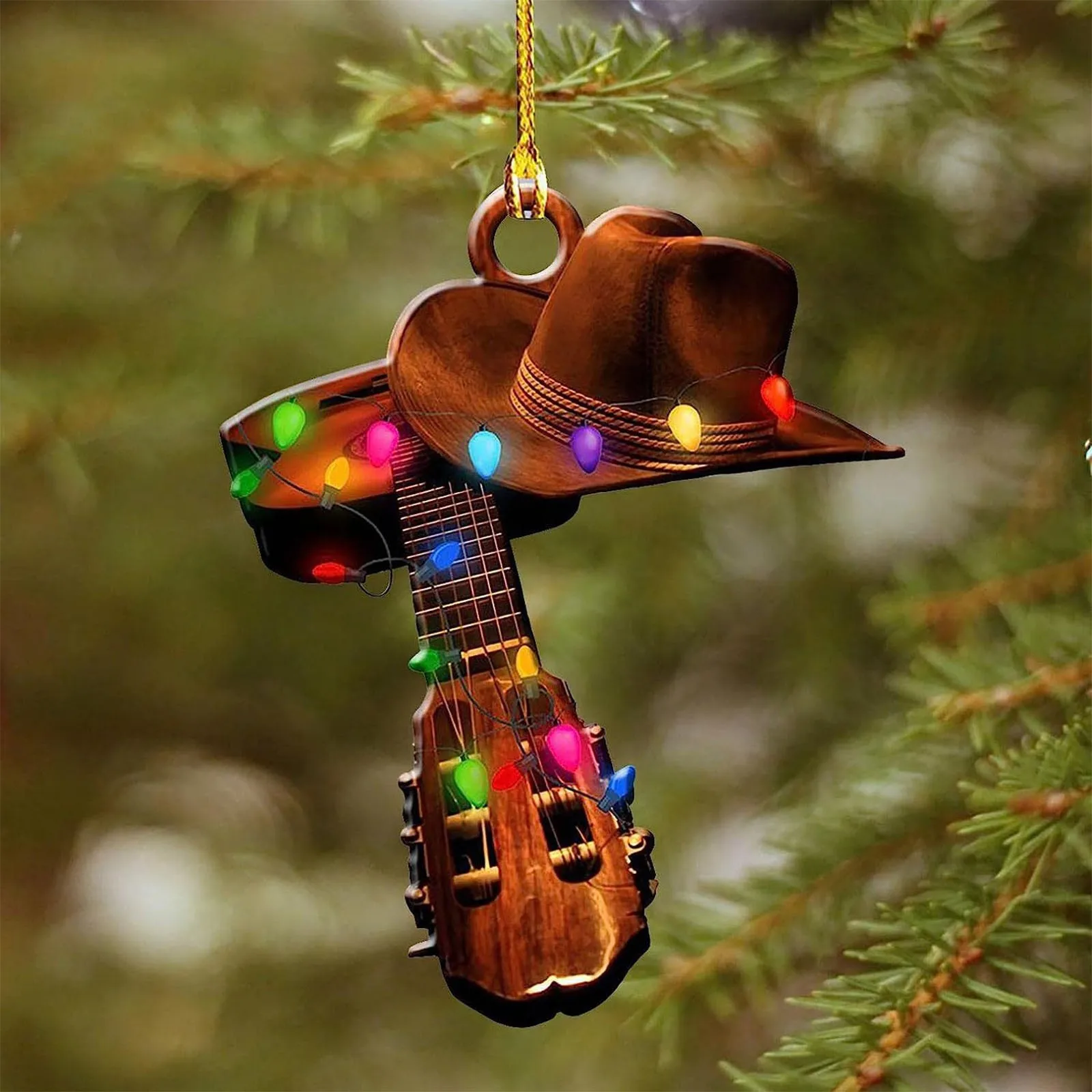 Cowboy Cowgirl Pferd Liebhaber Hut Stiefel Wild West String Lichter 2d Flachwagen Rückspiegel Zubehör Weihnachts baum Ornament Spielzeug