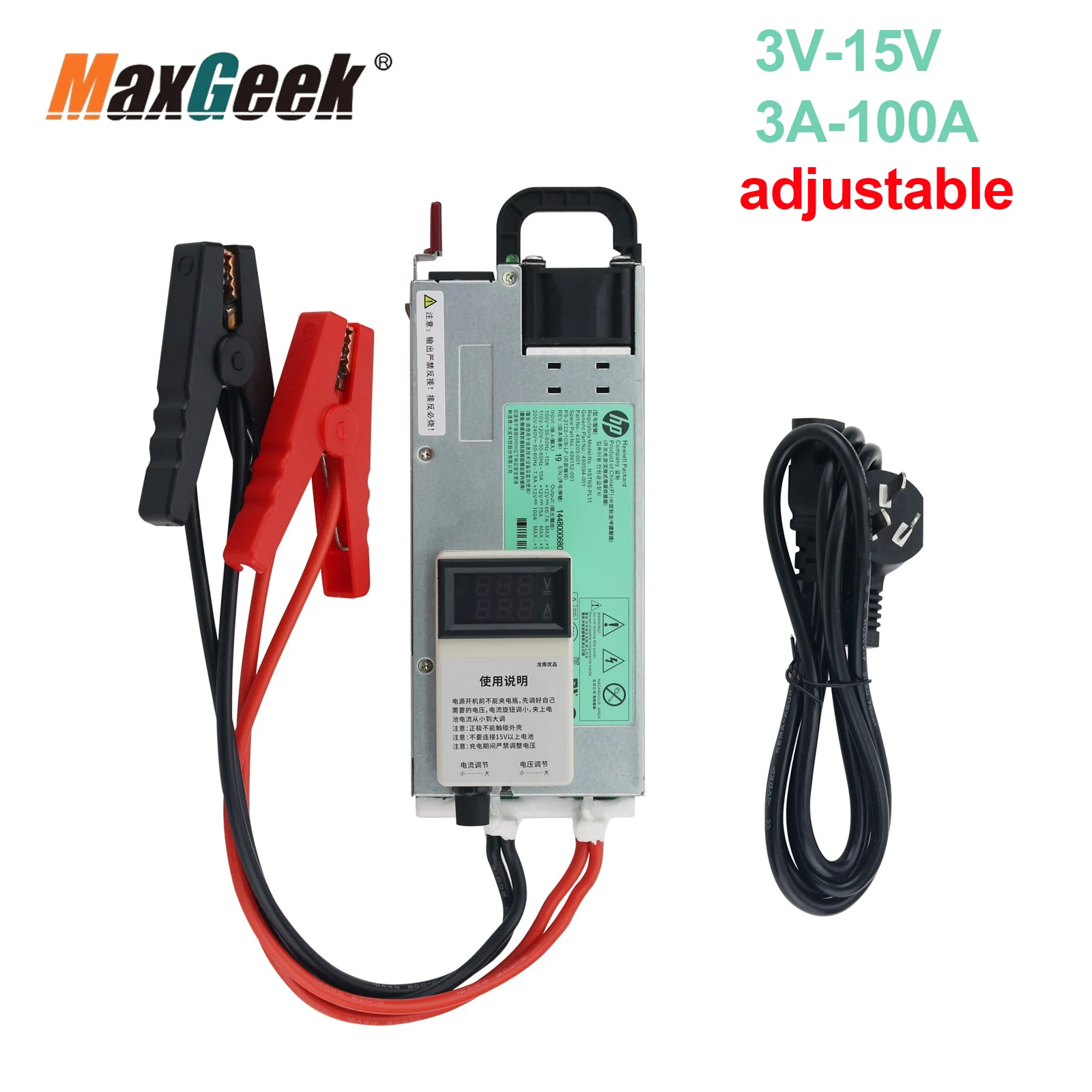 Maxgeek 14.6V 100A Lithium Iron Phosphate Battery Charger Adjustable Output Voltage Current for RV Charging 