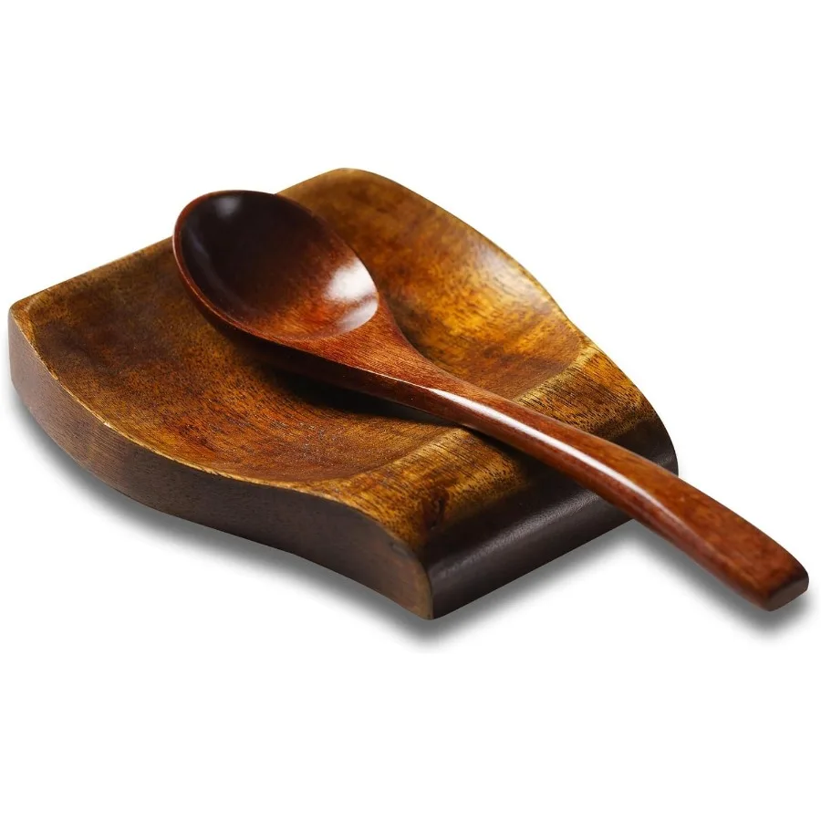 

Acacia Wood Spoon Rest Spoon Holder for Stove Top Utensil Holder for Ktichen Counter Spatula Ladles Forks Tongs Short