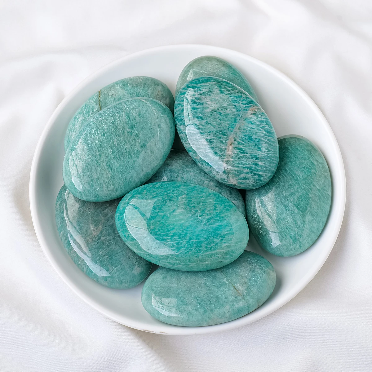 Natural Crystal Amazonite Palm Stone Reiki Healing Oval Pocket Palm Worry Stone  Massage Stone for Stress Relief Relaxation