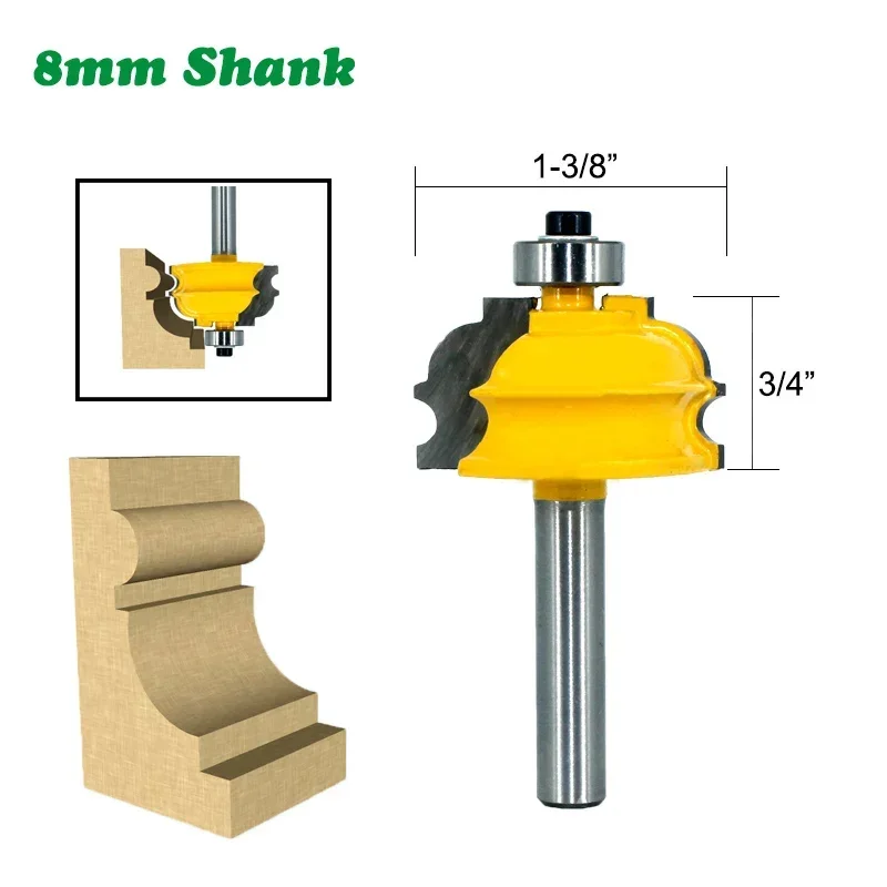 1PC 8MM Shank Milling Cutter Wood Carving Special Architectural Handrail Molding Router Bit Woodworking Cutter Milling Wood Bit