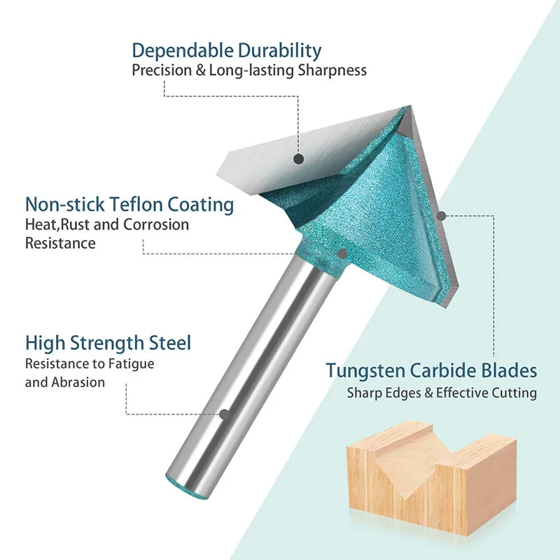 1Pcs 6mm Shank 90/120/135/150 Degree V Groove Template Router Bit For Wood Slotting Engrave Trimming Milling Cutter