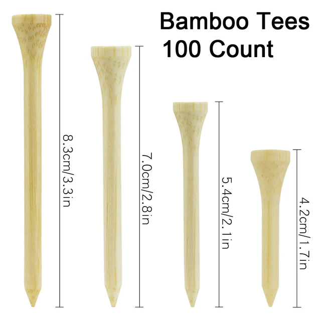 100 sztuk koszulek golfowych Bambusowy uchwyt na piłki golfowe Dostępne 4 rozmiary Silniejszy niż drewniane koszulki Drop Ship 42 mm 54 mm 70 mm 83 mm